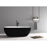 Акриловая ванна Abber AB9241MB 172x79 см, отдельностоящая, черный матовый/белый