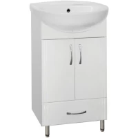 Тумба с раковиной белый глянец 50 см Style Line Эко Стандарт ЛС-00000096 + ЛС-00000162