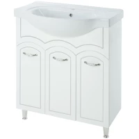 Тумба с раковиной белый глянец серебряная патина 70 см Bellezza Амелия 4630311000398 + 4690311008978