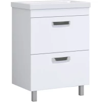 Тумба под раковину Vigo Plaza 024 56,8 см, напольная, белый глянец/белый матовый