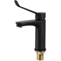 Смеситель для раковины Gappo G1021-6 медицинский, локтевой, черный матовый