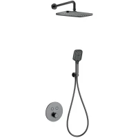Душевой комплект Wonzon & Woghand WW-D2017-A-BGG 300x200 мм, с термостатом, темный графит матовый