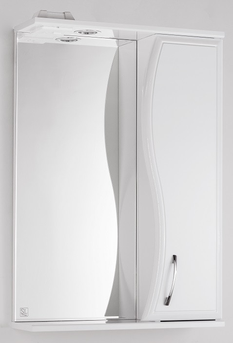 Зеркальный шкаф 55x83 см белый глянец Style Line Панда Волна ЛС-00000173