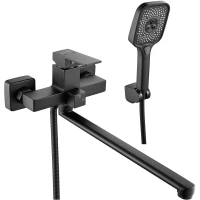 Смеситель для ванны Shevanik S9622H универсальный, с душевым гарнитуром, черный матовый