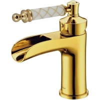 Смеситель для раковины Boheme Vogue Murano 211-MR-W золотой/белый