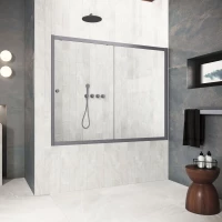 Шторка на ванну Vegas Glass ZV Protec 170 06 crystalvision 170 см, профиль оружейная сталь матовый, стекло прозрачное