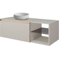 Тумба с раковиной Armadi Art Quatro Cashmere 790-M6-120-CM-MG + 792-120-C + 801-MW 121 см L , подвесная, со столешницей, кашемир матовый