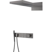 Душевой комплект Boheme Zodiac 132-GM 230 мм, со смесителем, графит матовый
