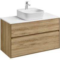 Тумба с раковиной дуб эльвезия/белый глянец 99 см Акватон Либерти 1A2796K4LY010