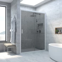 Душевая дверь Vegas Glass ZP Novo h2000 135 01 07 135 см, профиль белый, стекло графитовое