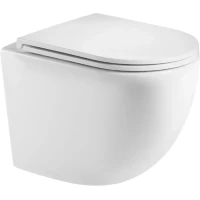 Унитаз подвесной AQUAme AQM2002MW безободковый, с сиденьем микролифт, белый матовый