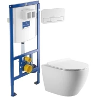 Комплект подвесной унитаз Art&Max Bianchi AM9311CHR/SC + система инсталляции Villeroy & Boch 92246100 + 92249068