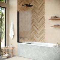 Шторка на ванну Vegas Glass EV NOVO 76 02M Moru L 76 см L, профиль черный матовый, стекло рифленое