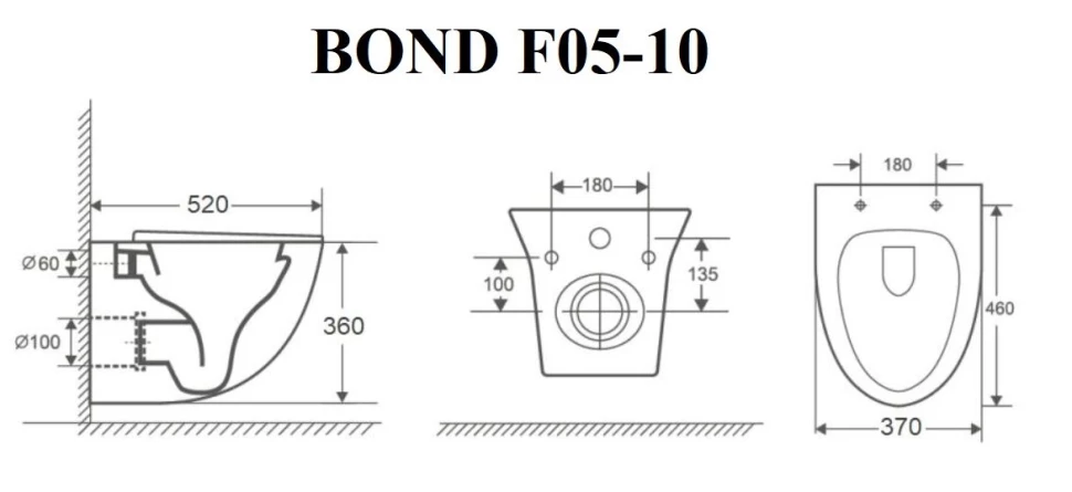 Подвесной безободковый унитаз с сиденьем микролифт Bond Oval F05-10 - фото 10