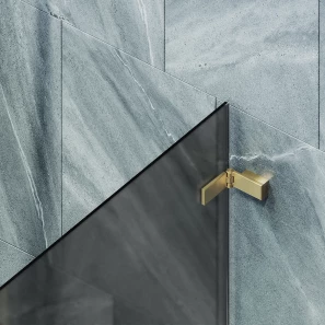 Изображение товара шторка на ванну maybahglass mgv-653-3 70,5 см r, профиль золотой матовый, стекло графитовое матовое